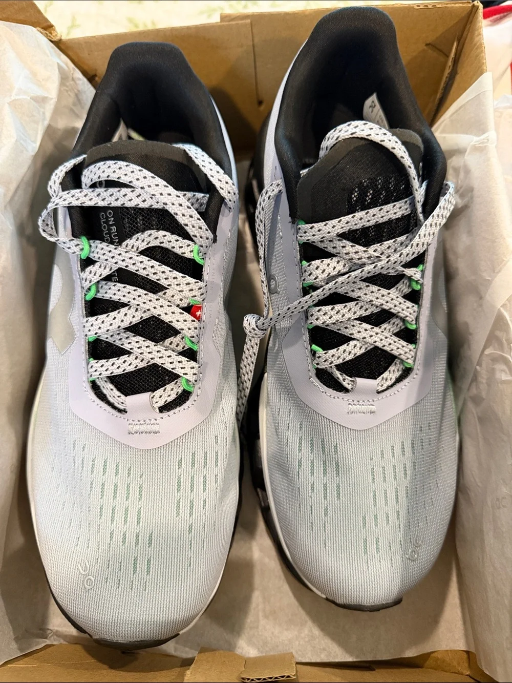 On Running Women's Athletic Shoes - Light Gray, Black, Green Accents